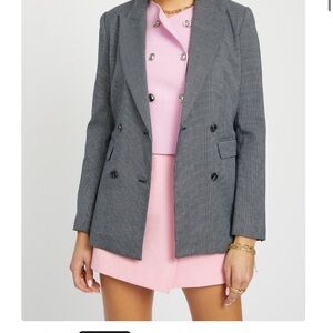 Gray Double-Breasted Blazer